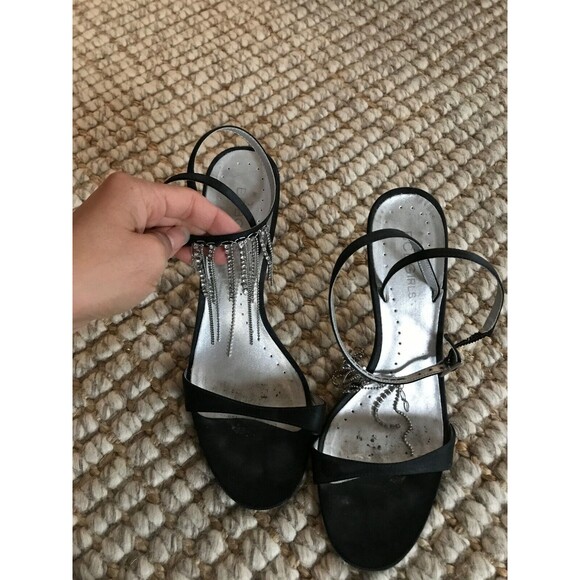 BCBGirls y2k babydoll strappy heeled sandals black silver 8B dance formal prom - Picture 3 of 8